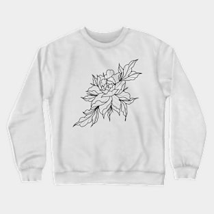 Black Peony Lineart Crewneck Sweatshirt